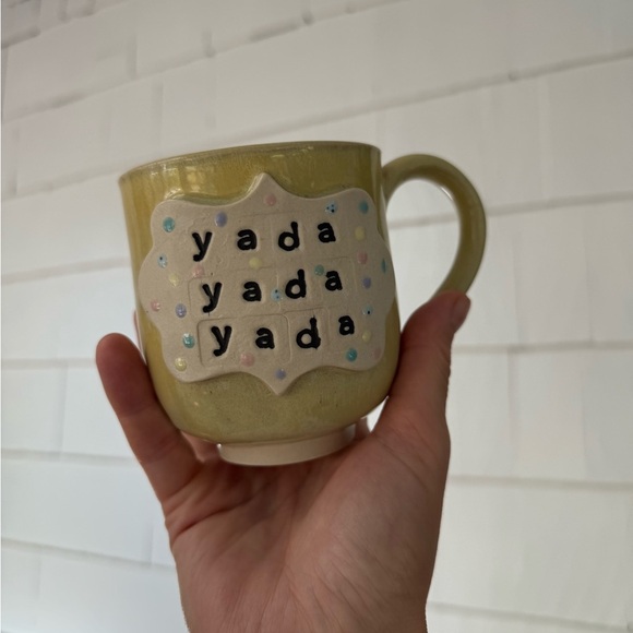 Studio Pottery Yellow Ceramic Mug with 'yada yada yada' Design - Picture 6 of 7